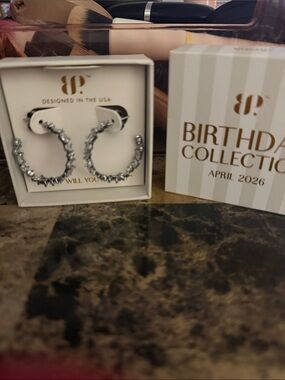 bp Silver-tone Star and Crystal Hoop Earrings